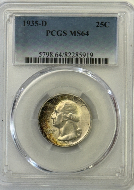 New Certified Coins 1935-D WASHINGTON QUARTER – PCGS MS-64, ATTRACTIVE!