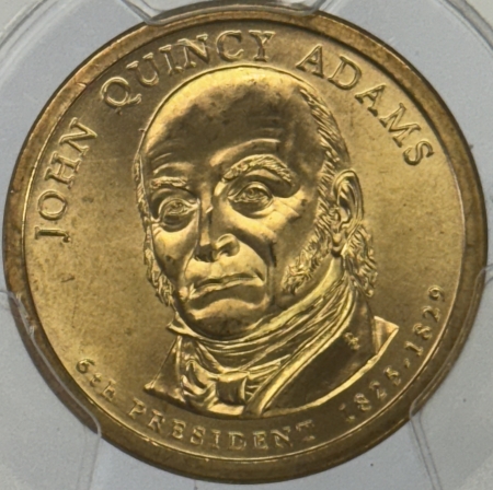 Eisenhower Dollars (2008) JOHN Q. ADAMS DOLLAR, EDGE ERROR PCGS SP-66 MISSING EDGE LETTERING, MOY!