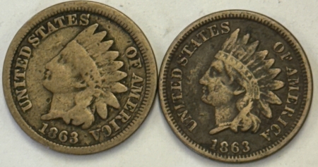 New Store Items 1863 INDIAN CENTS, LOT OF 2 – CIRCULATED