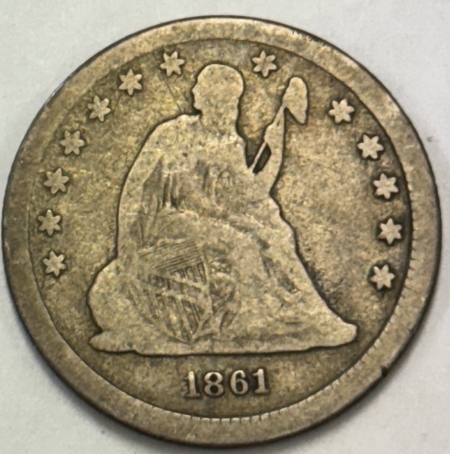 New Store Items 1861 SEATED LIBERTY QUARTER – NICE PLEASING CIRCULATED EXAMPLE! CIVIL WAR DATE!