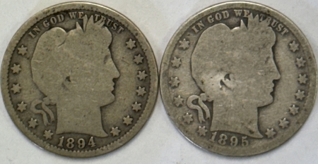 New Store Items 1894-S 1895-O BARBER QUARTERS, LOT OF 2 – PLEASING CIRCULATED EXAMPLES!