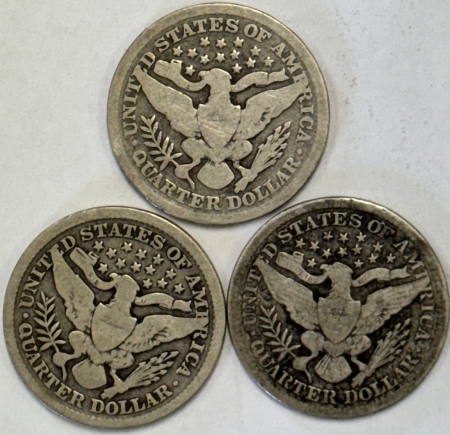 New Store Items 1892 1893 X2 BARBER QUARTERS, LOT OF 3 – CIRCULATED!