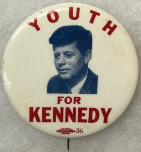 New Store Items 1960 JOHN F KENNEDY “YOUTH FOR KENNEDY” 2 1/4″ CELLO CAMPAIGN BUTTON-RARE & MINT