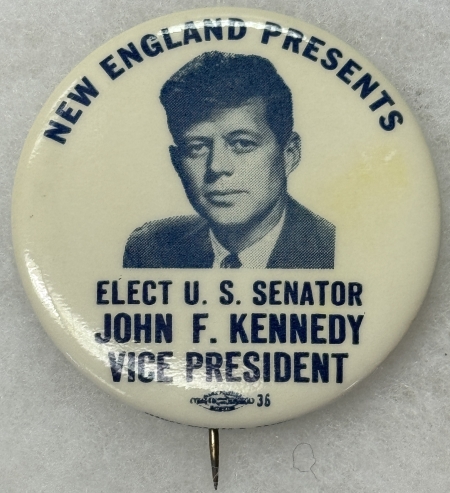 New Store Items 1956 JOHN F. KENNEDY “ELECT U.S. SENATOR” 2 1/4″ CELLO CAMPAIGN BUTTON-MINT!