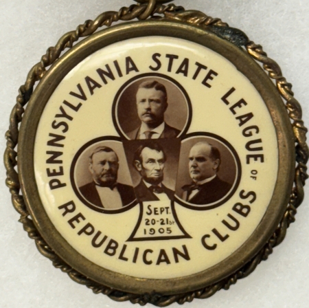 New Store Items 1905 REPUBLICAN CLUBS 1 3/4″ CELLO, TEDDY R/U S GRANT/Wm McKINLEY/LINCOLN-MINT!