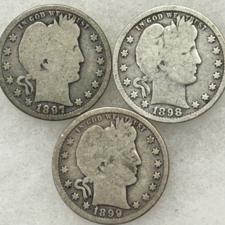 New Store Items 1897 1898 1899 BARBER QUARTERS, LOT OF 3 – PLEASING CIRCULATED EXAMPLES!