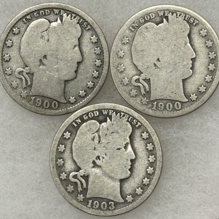 New Store Items 1900 1900-S 1903-O BARBER QUARTERS, LOT OF 3 – PLEASING CIRCULATED EXAMPLES!