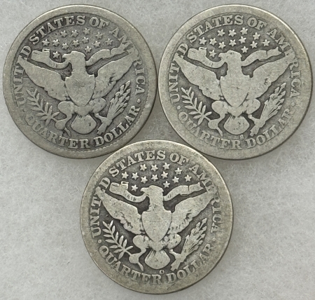 Barber Quarters 1900 1900-S 1903-O BARBER QUARTERS, LOT OF 3 – PLEASING CIRCULATED EXAMPLES!