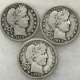 Barber Quarters 1908 1909 1910 BARBER QUARTERS, LOT OF 3 – CIRCULATED!