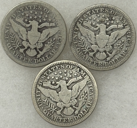 New Store Items 1912 1914 1915 BARBER QUARTERS, LOT OF 3 – PLEASING CIRCULATED EXAMPLES!