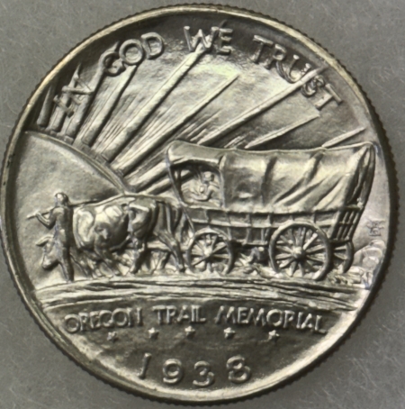 New Certified Coins 1938 OREGON TRAIL COMMEMORATIVE HALF DOLLAR – ANACS PHOTO CERT MS-65/63, GEM+