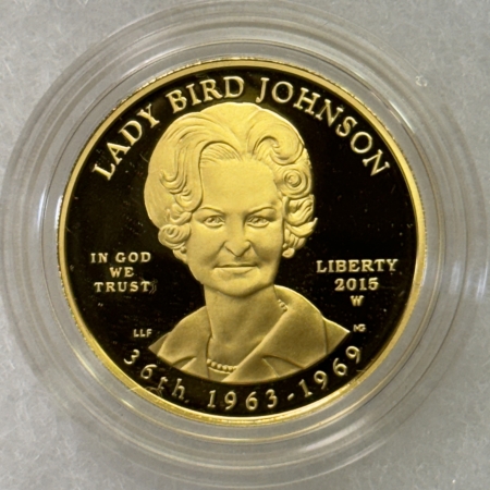 New Store Items 2015-W PROOF $10 FIRST SPOUSE 1/2 OZ GOLD, LADY BIRD JOHNSON – GEM PROOF IN OGP!