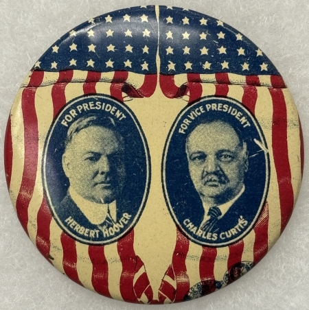 New Store Items 1928 HOOVER-CURTIS 2 1/4″ LITHO JUGATE CAMPAIGN BUTTON-SCARCE & EXCELLENT COND!