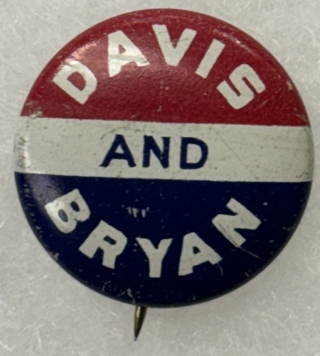 New Store Items 1924 DAVIS-BRYAN 7/8″ LITHO CAMPAIGN BUTTON, SCARCE PIN, EXCELLENT CONDITION!