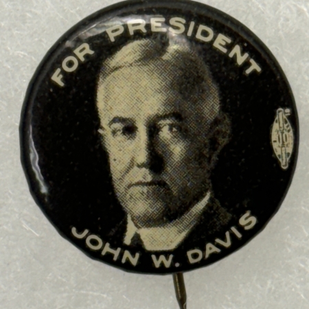 New Store Items 1924 JOHN DAVIS “FOR PRESIDENT” 7/8″ CELLO CAMPAIGN BUTTON W/ PHOTO-SCARCE, MINT