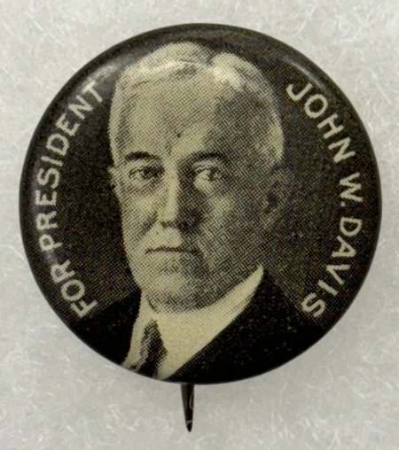 New Store Items 1924 JOHN W. DAVIS “FOR PRESIDENT” 7/8″ CELLO PICTORIAL CAMPAIGN BUTTON-MINT!