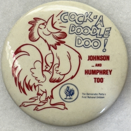 Other Collectibles 1964 3 1/2″ JOHNSON-HUMPHREY W/ A GREAT SLOGAN/ROOSTER “COCK A DOODLE DOO”-MINT!