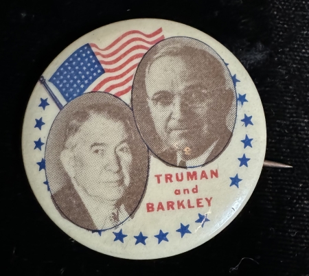 New Store Items 1948 1 1/4″ TRUMAN-BARKLEY, DEWEY-WARREN JUGATE CELLO BUTTON PAIR (2)-BOTH MINT!