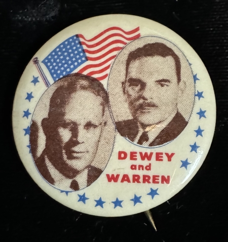 Political 1948 1 1/4″ TRUMAN-BARKLEY, DEWEY-WARREN JUGATE CELLO BUTTON PAIR (2)-BOTH MINT!