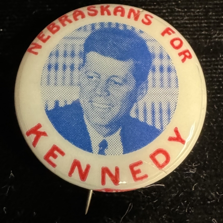 New Store Items 1960 JFK-NEBRASKANS FOR KENNEDY 7/8″ CELLO CAMPAIGN BUTTON, CLASSIC RARITY-MINT!