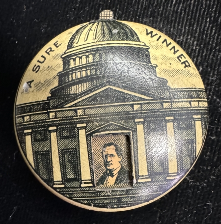 New Store Items 1900 MCKINLEY-BRYAN 1 1/4″ LITHO MECHANICAL CAMPAIGN BUTTON, SCARCE & PRISTINE!