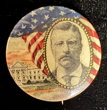 New Store Items 1904 TEDDY ROOSEVELT, ALTON PARKER 1 1/4″ MATCHED CELLO BUTTONS-GRAPHIC & SCARCE