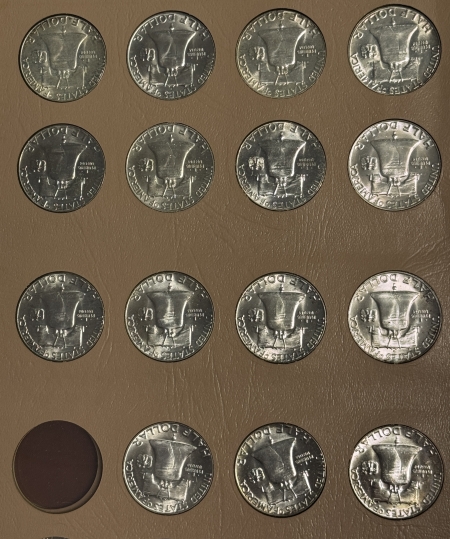 U.S. Uncertified Coins 1949-1963D 26 COIN PARTIAL FRANKLIN 50C SET, UNCIRCULATED, DANSCO ALBUM, PRETTY!