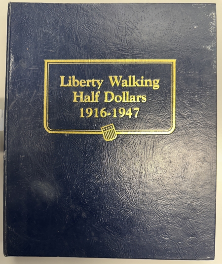 Half Dollars 1916-47 WALKING LIBERTY HALF DOLLAR 65 COIN COMPLETE SET, ALBUM NICE CIRC+BETTER