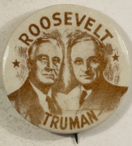 New Store Items 1944 FRANKLIN D. ROOSEVELT-TRUMAN 1 1/2″ CELLO SEPIA, CLASSIC RARITY, MINT!