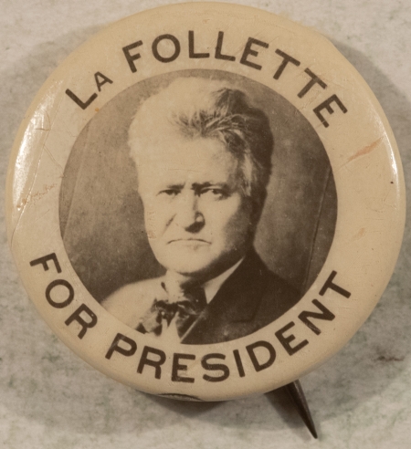 Other Collectibles 1924 ROBERT LAFOLLETTE 7/8″ CELLO, PROGRESSIVE PARTY FOR PRESIDENT, RARE NR-MINT