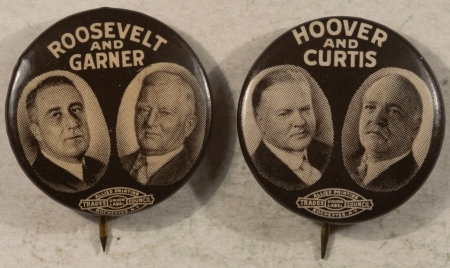 Other Collectibles 1932 FRANKLIN D. ROOSEVELT & HERBERT HOOVER 7/8″ CELLO MATED PAIR, SCARCE & MINT