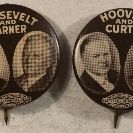 Other Collectibles 1932 FRANKLIN D. ROOSEVELT & HERBERT HOOVER 7/8″ CELLO MATED PAIR, SCARCE & MINT