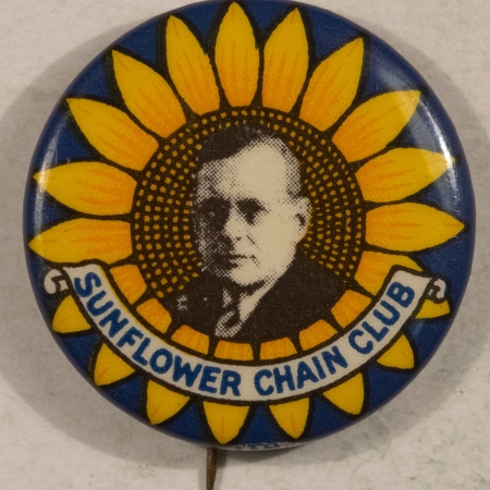 Other Collectibles 1936 ALF LANDON 1″ CELLO “SUNFLOWER CHAIN CLUB”, GRAPHIC & NEAR MINT, PRETTY!