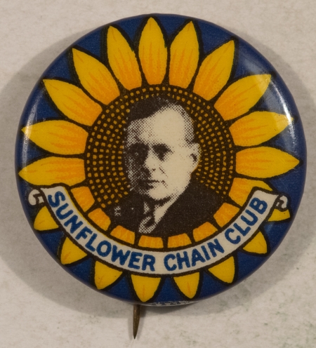 Other Collectibles 1936 ALF LANDON 1″ CELLO “SUNFLOWER CHAIN CLUB”, GRAPHIC & NEAR MINT, PRETTY!