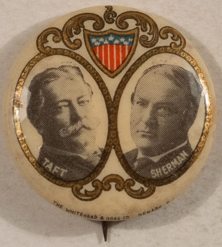 New Store Items 1908 WILLIAM HOWARD TAFT-SHERMAN 7/8″ CELLO, NEAR MINT!