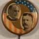 New Store Items 1900 WILLIAM MCKINLEY & TEDDY ROOSEVELT 1 1/4″ CELLO JUGATE, R/W/B, MINT