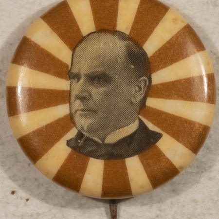 Other Collectibles 1900 WILLIAM MCKINLEY 7/8″ SEPIA CELLO, UNUSUAL DESIGN, MINT!