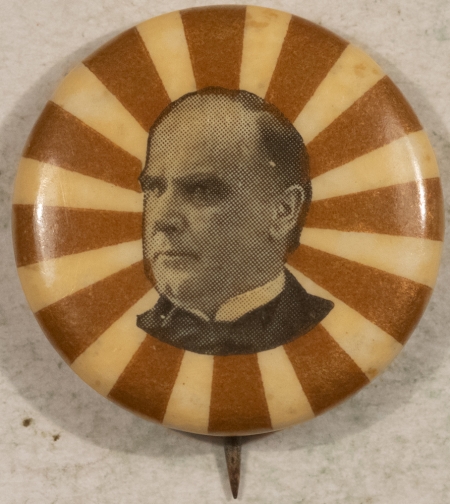 Other Collectibles 1900 WILLIAM MCKINLEY 7/8″ SEPIA CELLO, UNUSUAL DESIGN, MINT!