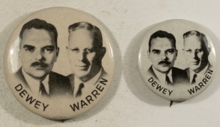 Other Collectibles 1948 THOMAS DEWEY-EARL WARREN 1 1/4″ & 1 3/4″ PAIR OF CELLO BUTTONS, BOTH MINT!