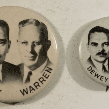 Other Collectibles 1948 THOMAS DEWEY-EARL WARREN 1 1/4″ & 1 3/4″ PAIR OF CELLO BUTTONS, BOTH MINT!