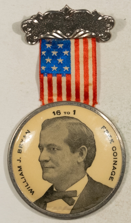 Other Collectibles 1896 WILLIAM JENNINGS BRYAN 1 3/4″ CELLO, RIBBON & BAR 16:1 FREE COINAGE, SCARCE