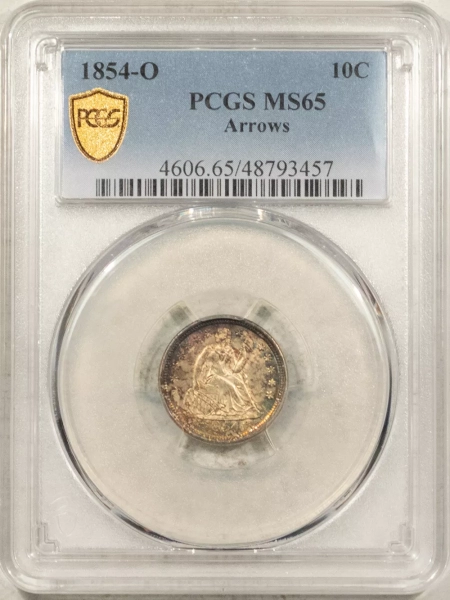 Liberty Seated Dimes 1854-O SEATED LIBERTY DIME ARROWS PCGS MS-65, 66 QUALITY, PREMIUM QUALITY, RARE!