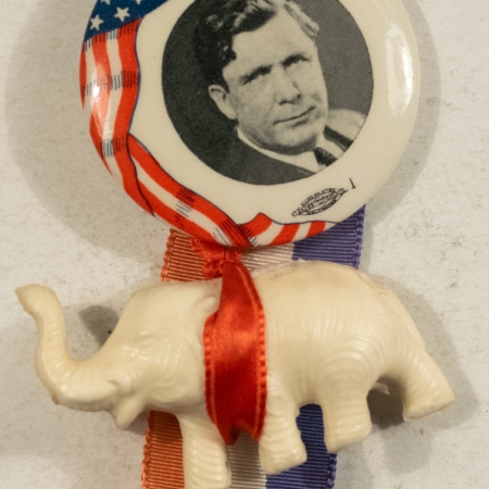 Other Collectibles 1940 WENDELL WILLKIE 1 3/4″ CELLO W/ RIBBON & ELEPHANT, GRAPHIC & PRETTY, MINT!