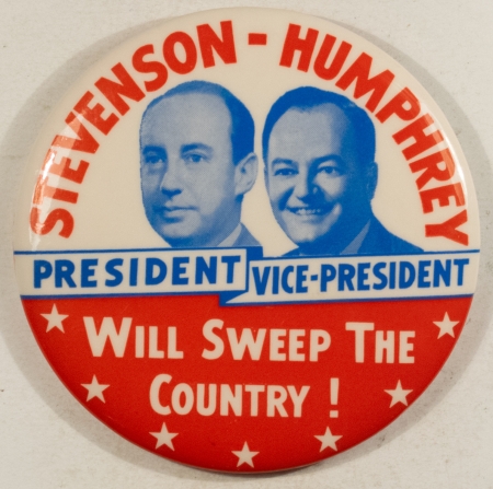 New Store Items 1960 ADALI STEVENSON-HUMPHREY 3″ CELLO HOPEFUL, WILL SWEEP THE COUNTRY, MINT