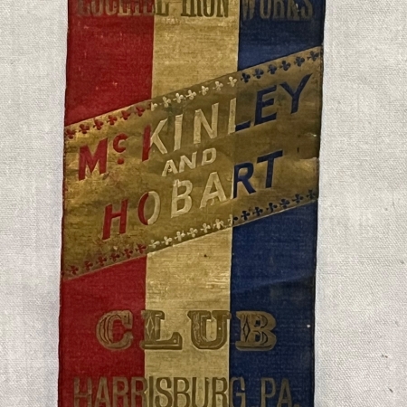 Other Collectibles 1896 WILLIAM MCKINLEY & HOBART HARRISBURG, PA RIBBON, 2.5″x7″ + CELLO BAR, RARE!