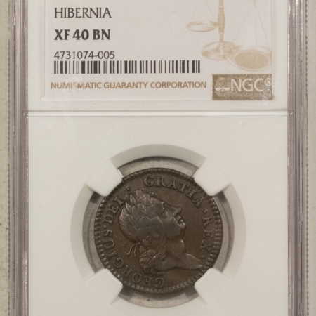 New Store Items 1724 HIBERNIA HALF PENNY – NGC XF-40 BN, CHOICE!