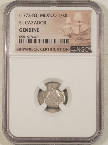 New Certified Coins (1772-83) MEXICO 1/2 REAL EL CAZADOR NGC GENUINE