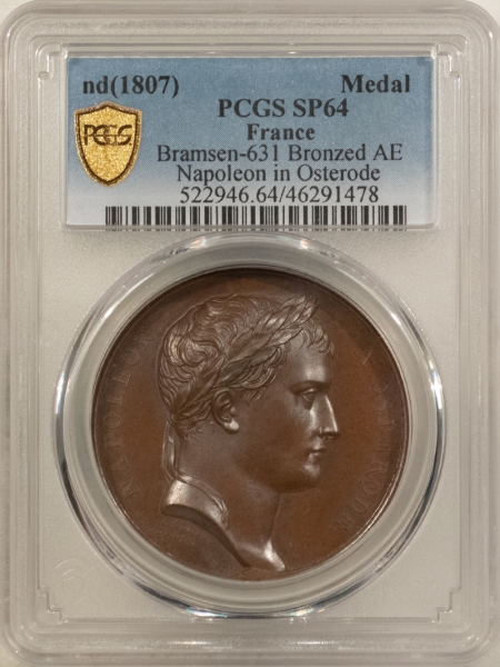 Exonumia (1807) FRANCE BRONZE MEDAL NAPOLEON IN OSTERODE BRAMSEN-631, 40.5 MM, PCGS SP-64