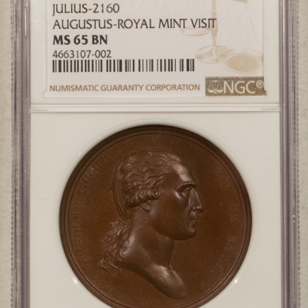 Exonumia 1809 DATED FRANCE BRONZE MEDAL, AUGUSTUS-ROYAL MINT VISIT, 41MM NGC MS-65 BN