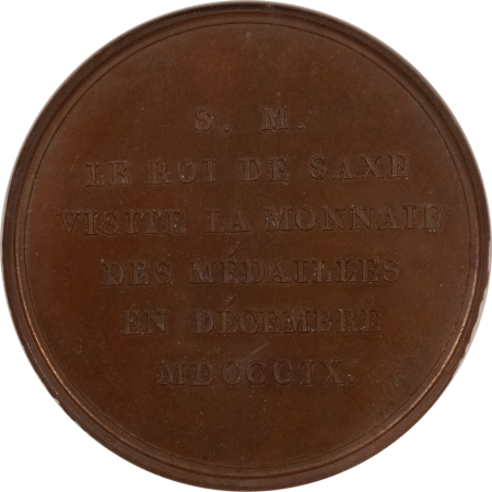 Exonumia 1809 DATED FRANCE BRONZE MEDAL, AUGUSTUS-ROYAL MINT VISIT, 41MM NGC MS-65 BN